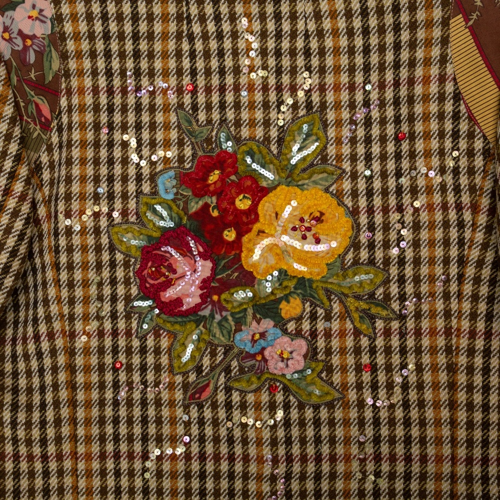 Vintage Christian Lacroix Paris Embroidered Floral Wool Jacket &amp; Skirt Set F - Picture 5 of 7